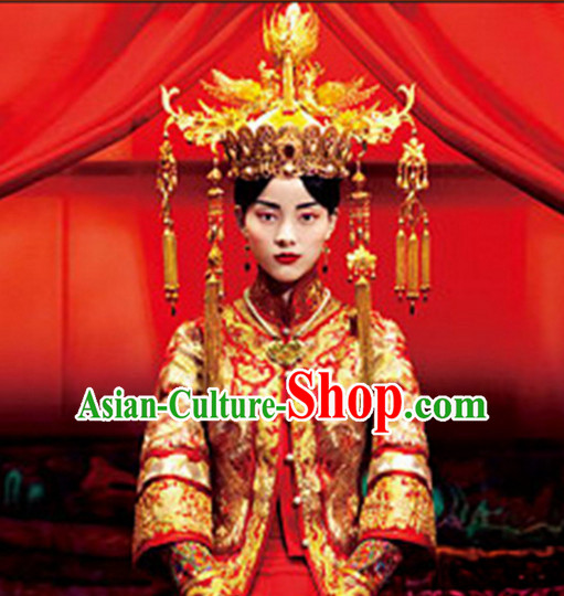 Top Chinese Headdress Wedding Phoenix Crown Hat for Adults Kids Children Women Girls