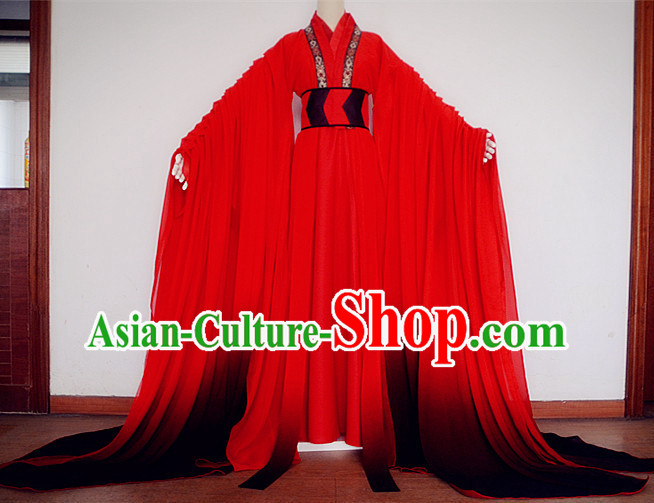 Asian Chinese Royal Imperial Hanfu Costume Clothing Oriental Dress and Hair Accessories Complete Set for Adults Children