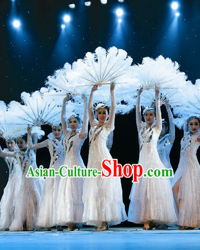 Chinese Traditional Snowflower Dance Costumes Complete Set for Women or Gilrs