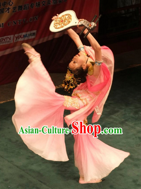 Chinese Traditional Classical Dance Costumes and Headdress Complete Set for Women or Gilrs