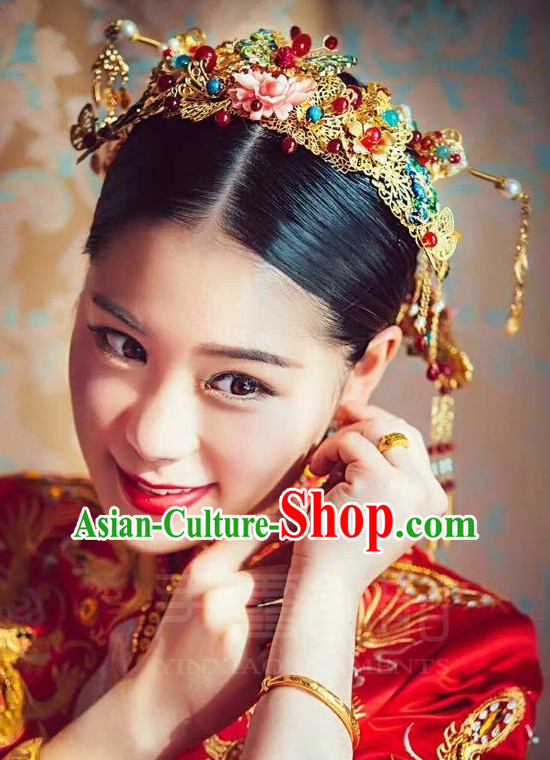 Handmade Asian Chinese Classical Wedding Hair Accessories Fascinators Hair Sticks Hairpins Hair Bows Hair Pieces Bridal Hair Clips