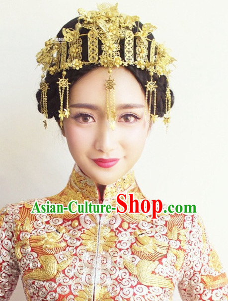 Handmade Classical Asian Chinese Wedding Hair Accessories Fascinators Hair Sticks Hairpins Hair Bows Hair Pieces Bridal Hair Clips
