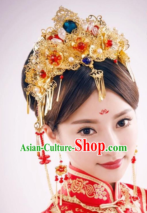 Handmade Asian Chinese Classical Wedding Hair Accessories Fascinators Hair Sticks Hairpins Hair Bows Hair Pieces Bridal Hair Clips