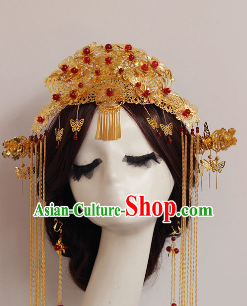 Handmade Asian Chinese Classical Wedding Hair Accessories Fascinators Hair Sticks Hairpins Hair Bows Hair Pieces Bridal Hair Clips Phoenix Crown Coronet