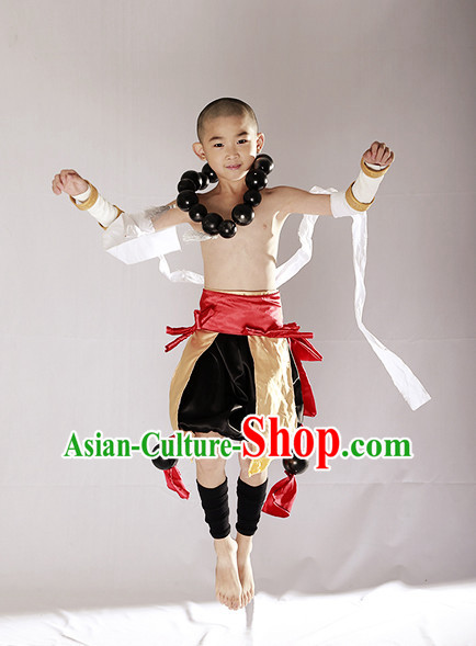 Chinese Monk Cosplay Costumes Accessories and Hat Complete Set for Kids Boys Children
