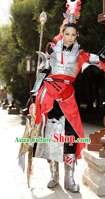 Chinese Superhero Armor Cosplay Costumes Accessories and Hat Complete Set for Men and Adults