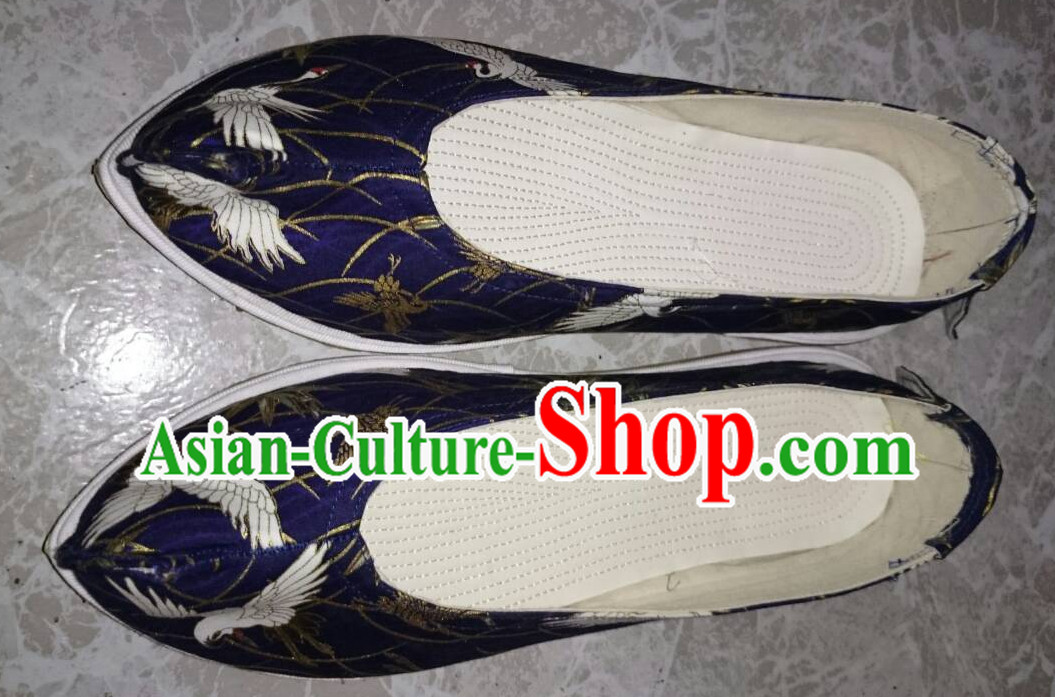 Handmade Chinese Ancient Crane Pattern Princess Shoes for Women and Girls