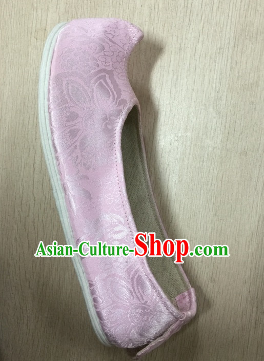 Pink Chinese Ancient Handmade Traditional Bow Shoes for Women and Girls