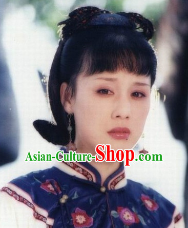 Chinese Qing Dynasty Manchu Hairstyles Black Wigs for Women or Girls
