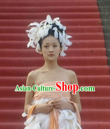 the Tang Dynasty Hairstyles Palace Queen Black Wigs and Hair Accessories for Women or Girls