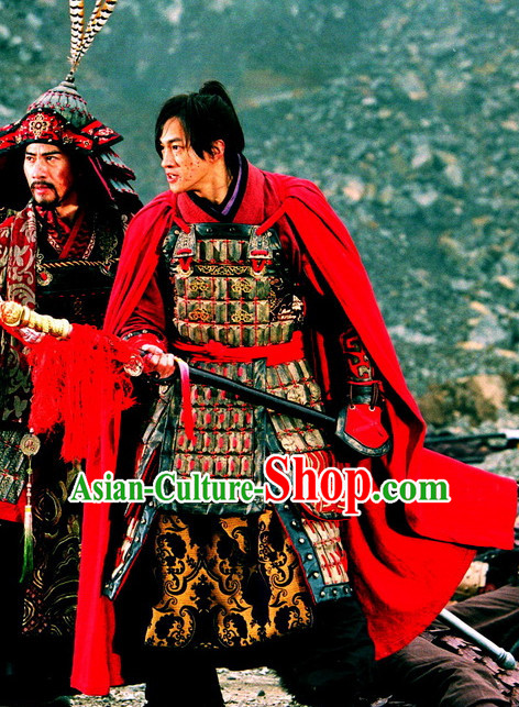 Asian Chinese Traditional General Warrior Body Armor Costumes and Mantle Complete Set for Men or Boys