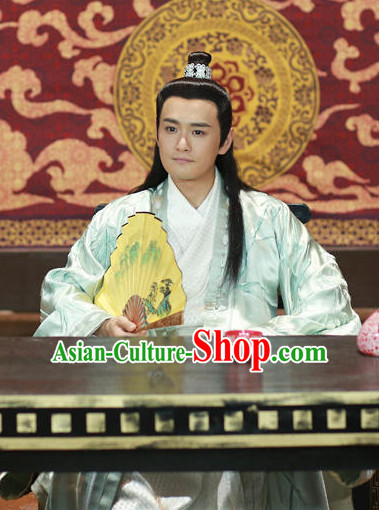Ancient Chinese Fashion Black Long Wigs and Hair Accessory for Men