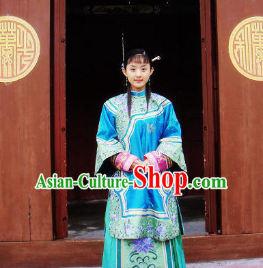 Mandarin Chinese Style Authentic Clothes Culture Costume Minguo Dresses Traditional National Dress Clothing and Headwear Complete Set for Women Girls