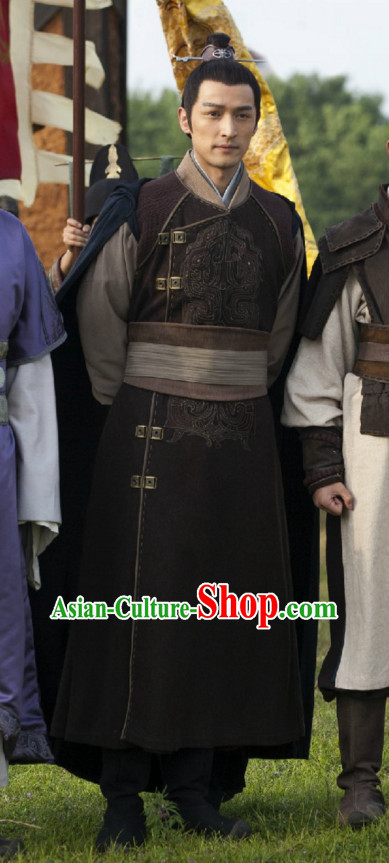 Ancient Chinese Style General Dress Authentic Clothes Culture Costume Han Dresses Traditional National Dress Clothing and Headdress Complete Set