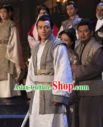 Ancient Chinese Style Kung Fu Master Dress Authentic Clothes Culture Costume Han Dresses Traditional National Dress Clothing and Headdress Complete Set