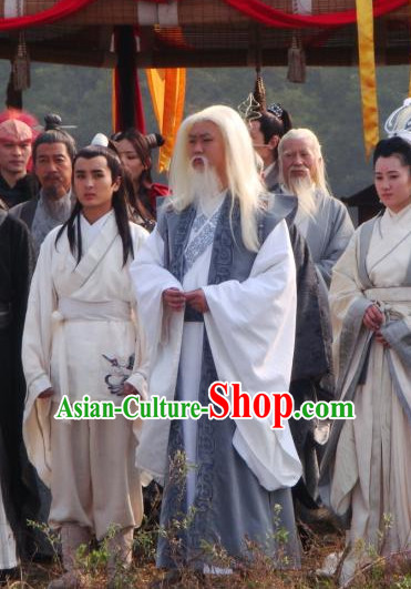 Ancient Chinese Style Kung Fu Masteri Costumes Dress Authentic Clothes Culture Traditional National Clothing Complete Set for Old Men