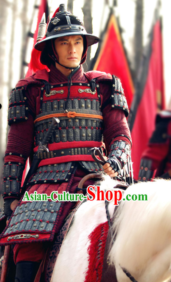 Ancient Chinese Style Samurai Zhao Yun Body Armor Costumes Dress Authentic Clothes Culture Traditional National Clothing Complete Set for Old Men