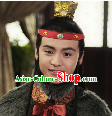 Ancient Chinese Style Jia Baoyu Male Long Black Wigs and Hair Jewelry Set