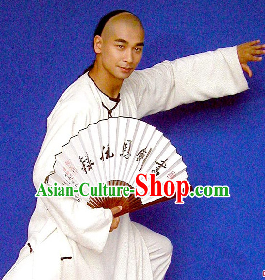 Ancient Chinese Style Male Kung Fu Long Robe Costumes Dress Authentic Clothes Culture Traditional National Clothing Complete Set