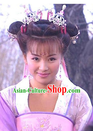 Traditional Chinese Style Fairy Black Wigs and Headwear Set