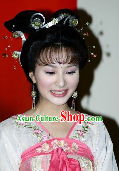 Traditional Chinese Style Princess Black Wigs and Headwear Set