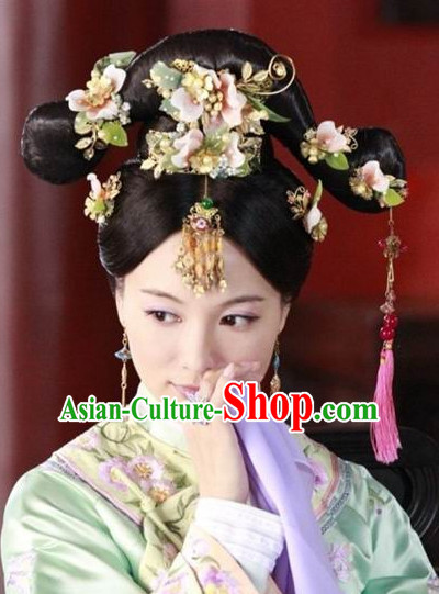 Traditional Chinese Princess Black Wigs and Hair Accessories Complete Set