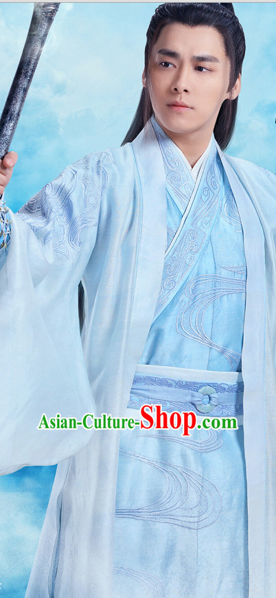Traditional Chinese Ancient Hanfu Male Robe Clothes Garment Complete Set