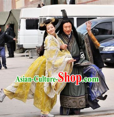 Traditional Chinese Ancient Princess Garment and Headdress Complete Set