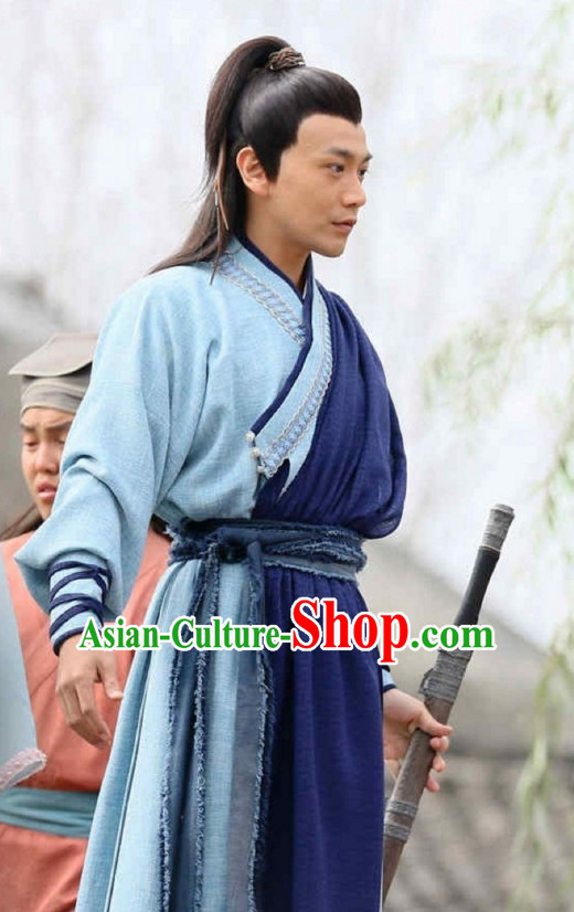 Ancient Chinese Style Swordsman Clothing Complete Set for Men Boys