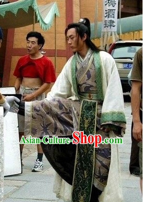 Ancient Chinese Style Swordsman Costumes Complete Set for Men Boys