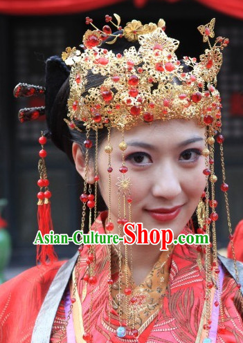 Ancient Chinese Traditional Style Queen Black Male Full Wigs and Hair Jewelry Set