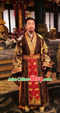 Traditional Chinese Ancient General Costumes and Hat Complete Set for Men