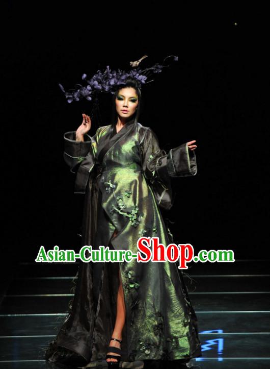 Asian Chinese Fashion Custom Tailored Custom Make Made to Order Chinese Style Custom Made Professional Stage Performance Costumes and Hair Decoration Complete Set