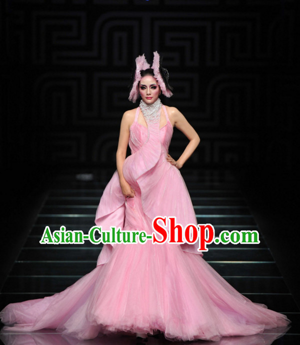 Asian Chinese Fashion Custom Tailored Custom Make Made to Order Chinese Style Fantasy Custom Made Professional Stage Performance Costumes and Hair Decoration Headwear Complete Set