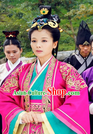 Ancient Traditional Chinese Style Empress Garment Dresses and Headgear Complete Set for Women