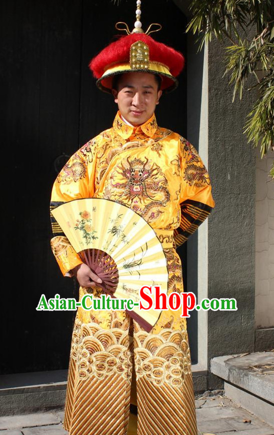 Chinese Emperor Embroidered Dragon Robe for Men