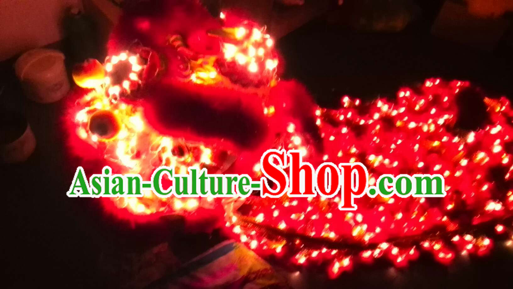 Red LED Lights Lion Dance Costumes Complete Set