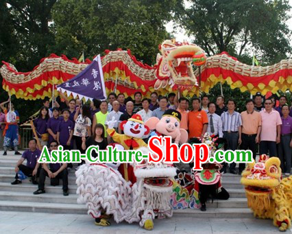 White Hok San Supreme Chinese Traditional Lion Dance Costume Complete Set