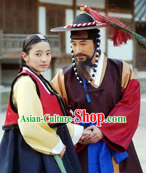 Top Korean Traditional Dresses and Hat Complete Set for Women or Men