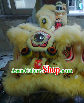 Top Chinese Classical 100_ Natural Long Wool Fut San Lion Dance Costume Complete Set