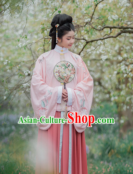 Ancient Chinese Ming Dynasty Clothing Garment and Hair Accessories Complete Set for Women