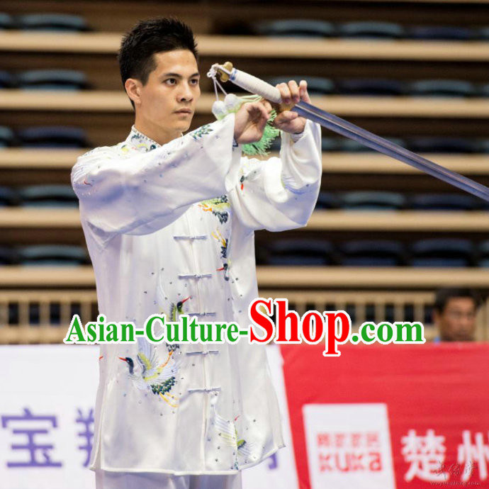 Top Kung Fu Competition Championship Uniforms Pants Suit Taekwondo Apparel Karate Suits Attire Robe Championship Costumes for Men Women Children