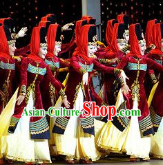 Chinese Stage Ethnic Minority Dancing Dancewear Costumes Dancer Costumes Dance Costumes Chinese Dance Clothes Traditional Chinese Clothes Complete Set for Women Kids