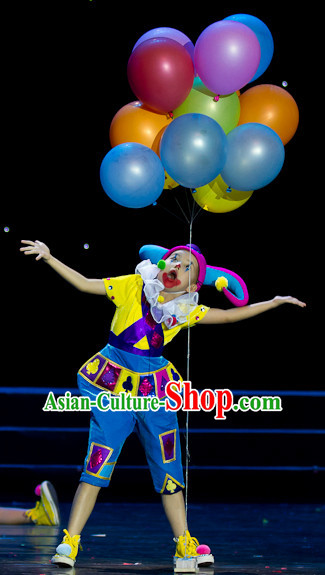 Chinese Stage Clown Dancing Dancewear Costumes Dancer Costumes Dance Costumes Chinese Dance Clothes Traditional Chinese Clothes Complete Set for Men Kids