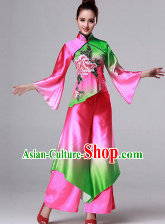Chinese Stage Folk Fan Dancing Dancewear Costumes Dancer Costumes Dance Costumes Chinese Dance Clothes Traditional Chinese Clothes Complete Set for Women Children
