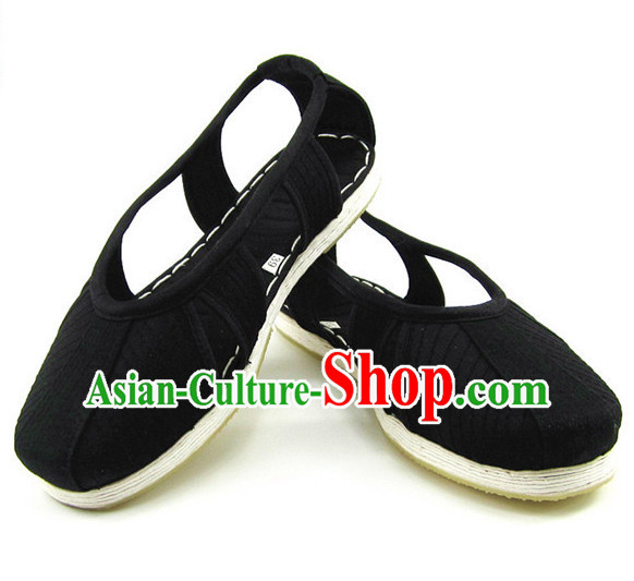 Top Chinese Classic Traditional Tai Chi Shoes Kung Fu Shoes Martial Arts Black Shaolin Shoes for Men