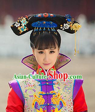 Chinese Classical Princess Queen Hair Jewelry Headwear Headdress and Long Wigs