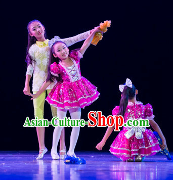 Chinese Traditional School Dance Costumes Complete Set for Kids