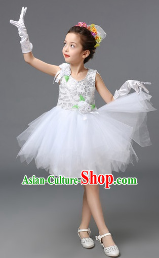 Chinese Primary School Students Dance Outfits Costumes Complete Set for Kids Girls