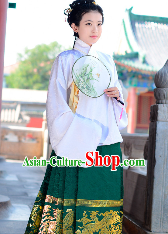 Top Chinese Ming Dynasty Female Hanfu Clothing Chinese Hanfu Costume Hanfu Dress Ancient Chinese Costumes and Hat Complete Set for Women Girls Children